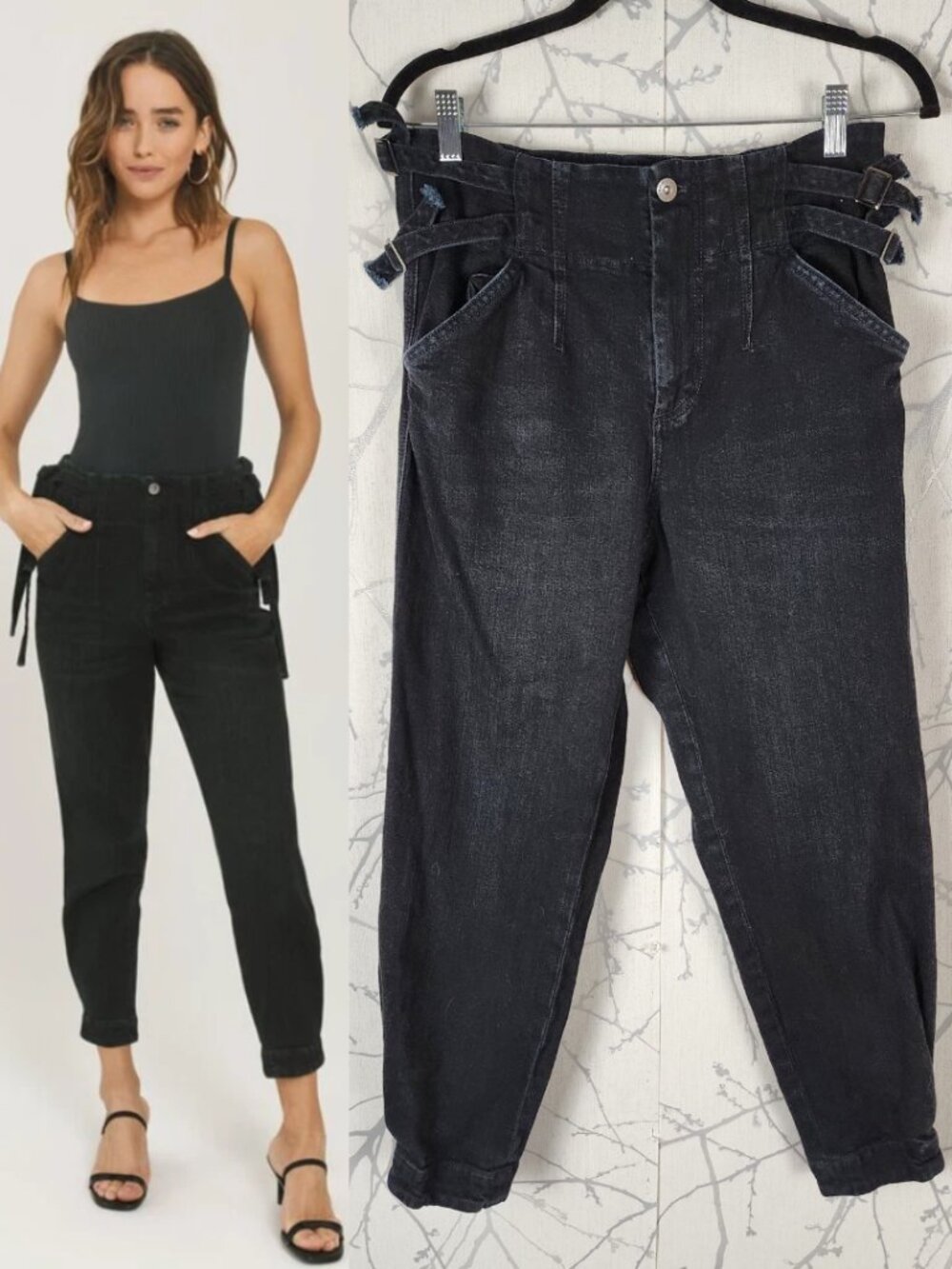 Something Navy Stretch Denim High Rise Tapered Ankle Jeans